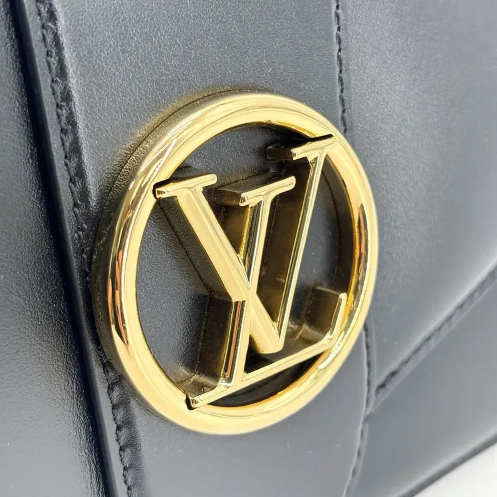 Louis Vuitton LV Pont Neuf Shoulder Bag Black Gold Hardware